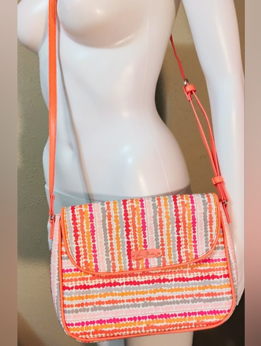 NWT Vera Bradley Flap Confetti Stripe Crossbody